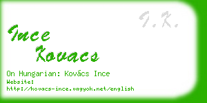 ince kovacs business card